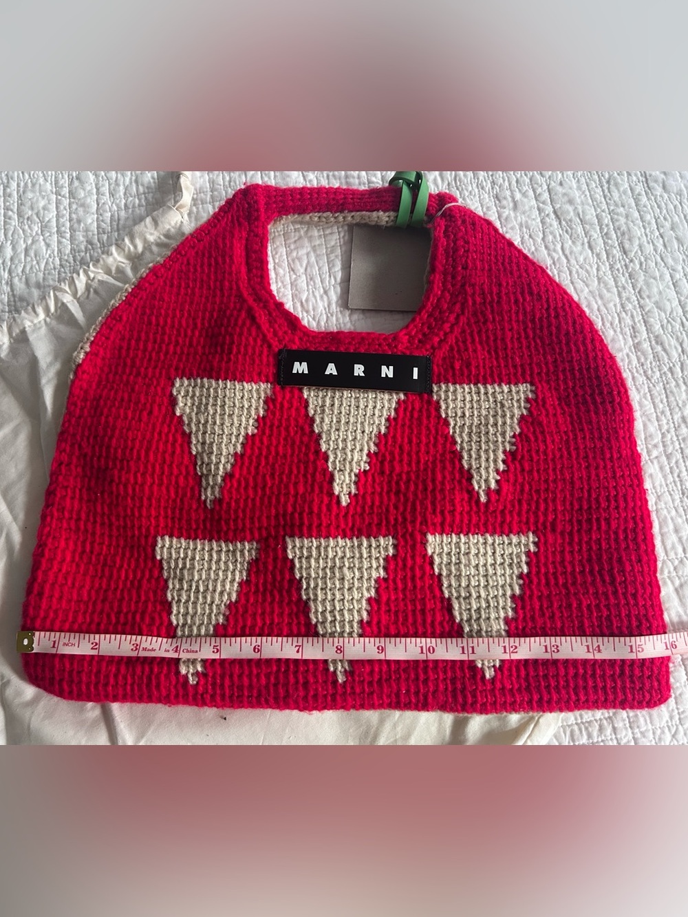 Marni Red and Cream Crochet Crossbody Bag - Picture 13 of 14